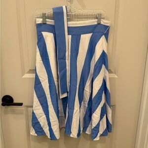 Ann Taylor Blue and White Striped Skirt with Belt